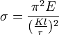 \sigma=\frac{\pi^2 E}{(\frac{Kl}{r})^2}