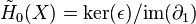 \tilde{H}_0(X) = \ker(\epsilon) / \mathrm{im}(\partial_1)