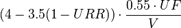 (4-3.5 (1-URR)) \cdot \frac {0.55 \cdot UF}{V}