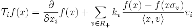 T_i f(x) = \frac{\partial}{\partial x_i} f(x) + \sum_{v\in R_+} k_v \frac{f(x) - f(x \sigma_v)}{\left\langle x, v\right\rangle} v_i