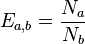  E_{ a, b } = \frac{ N_a }{ N_b }