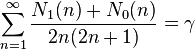  \sum_{n=1}^\infty \frac{N_1(n) + N_0(n)}{2n(2n+1)} = \gamma 