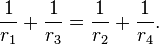 \frac{1}{r_1}+\frac{1}{r_3}=\frac{1}{r_2}+\frac{1}{r_4}.