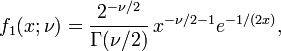  
f_1(x; \nu) = \frac{2^{-\nu/2}}{\Gamma(\nu/2)}\,x^{-\nu/2-1}  e^{-1/(2 x)},
