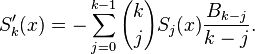 S_k^\prime(x)=-\sum_{j=0}^{k-1} {k\choose j} S_j(x) \frac{B_{k-j}}{k-j}.