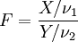 
F=\frac{X/\nu_1}{Y/\nu_2}
