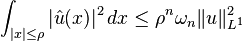 \int_{|x|\le\rho} |\hat{u}(x)|^2\,dx \le \rho^n\omega_n \|u\|_{L^1}^2