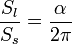 \frac{S_l}{S_s} = \frac{\alpha}{2\pi}