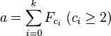 a=\sum_{i=0}^kF_{c_i}\;(c_i\ge2)