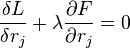 \frac{\delta L}{\delta r_j} + \lambda\frac{\partial F}{\partial r_j}=0 