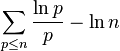  \sum_{p \le n} \frac{\ln p}{p} - \ln n