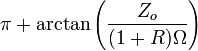 \pi + \arctan{\left(\frac{Z_o}{(1+R)\Omega}\right)}