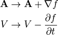 \begin{align}
  \mathbf{A} &\rightarrow \mathbf{A} + \nabla f\\
           V &\rightarrow V - \frac{\partial f}{\partial t}
\end{align}