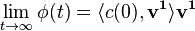 \lim_{t \to \infty}\phi(t) = \langle c(0), \mathbf{v^1} \rangle  \mathbf{v^1} 