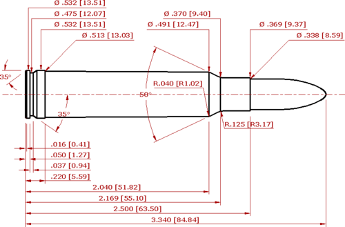 338 Winchester Magnum Cartridge Schematic