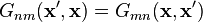 G_{nm}(\mathbf{x}',\mathbf{x}) = G_{mn}(\mathbf{x},\mathbf{x}')