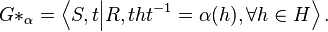 G*_{\alpha} = \left \langle S,t \Big| R, tht^{-1}=\alpha(h), \forall h\in H \right \rangle. 