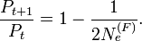 \frac{P_{t+1}}{P_t} = 1-\frac{1}{2N_e^{(F)}}. 
