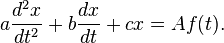 a \frac{d^2 x}{dt^2} + b\frac{dx}{dt} + cx = A f(t).