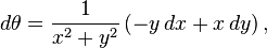 d\theta = \frac{1}{x^2+y^2}\left(-y\,dx + x\,dy\right),