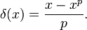  \delta(x) = \frac{x-x^p}{p}. 