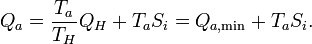 Q_a = \frac{T_a}{T_H}Q_H + T_a S_i = Q_{a,\mathrm{min}}+T_a S_i.