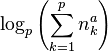 \log_p\left(\sum_{k=1}^p n_k^a\right)