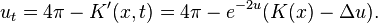  u_t = 4\pi -  K'(x,t) = 4\pi -e^{-2u} (K(x) - \Delta u). 