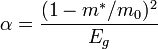  \alpha = \frac{(1-m^* / m_0)^2}{E_g} 