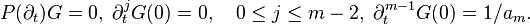  P(\partial_t)G = 0, \; \partial^j_t G(0) = 0, \quad 0\leq j \leq m-2, \; \partial_t^{m-1} G(0) = 1/a_m. 