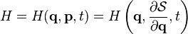 H = H(\mathbf{q},\mathbf{p},t) = H\left(\mathbf{q},\frac{\partial\mathcal{S}}{\partial \mathbf{q}},t\right)