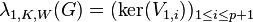 \lambda_{1,K,W}(G)=(\ker(V_{1,i}))_{1\le i\le p+1}