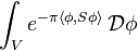 \int_V e^{-\pi\langle \phi,S\phi\rangle}\, \mathcal D\phi