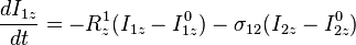 {d{I_{1z}} \over dt}=-R_z^1(I_{1z}-I_{1z}^0)-\sigma_{12}(I_{2z}-I_{2z}^0)