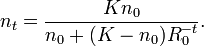 
n_t = \frac{K n_0}{n_0 + (K - n_0) R_0^{-t}}.
