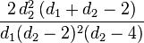 \frac{2\,d_2^2\,(d_1+d_2-2)}{d_1 (d_2-2)^2 (d_2-4)}\!