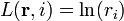 L(\mathbf{r},i) = \ln(r_i) 