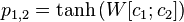 p_{1,2} = \tanh\left(W[c_1 ; c_2]\right)