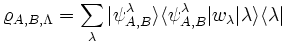 \varrho_{A, B, \Lambda} = \sum_\lambda|\psi_{A,B}^\lambda\rangle \langle \psi_{A,B}^\lambda| w_\lambda  |\lambda\rangle\langle\lambda|\, 