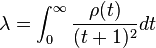 \lambda = \int_0^\infty \frac{\rho(t)}{(t+1)^2} dt 