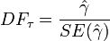 DF_\tau = \frac{\hat{\gamma}}{SE(\hat{\gamma})}