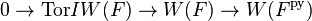  0 \rightarrow \mathrm{Tor} I W(F) \rightarrow W(F) \rightarrow W(F^{\mathrm{py}}) 