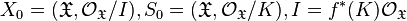 X_0 = (\mathfrak{X}, \mathcal{O}_\mathfrak{X}/I), S_0 = (\mathfrak{X}, \mathcal{O}_\mathfrak{X}/K), I = f^*(K) \mathcal{O}_\mathfrak{X}