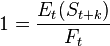 1 = \frac {E_t(S_{t + k})} {F_t}