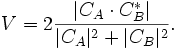 V=2\frac{|C_A\cdot C_B^*|}{|C_A|^2+|C_B|^2}. 