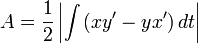 A=\frac {1}{2}\left|\int{\left(xy'-yx'\right)dt}\right|