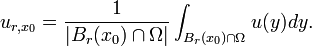 u_{r,x_0} = \frac{1}{|B_r(x_0)\cap \Omega|} \int_{B_r(x_0)\cap \Omega} u(y) dy.