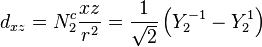 d_{xz} = N_2^c \frac{xz}{r^2} =  \frac{1}{\sqrt{2}} \left(Y_2^{-1}-Y_2^1\right)