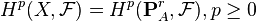 H^p(X, \mathcal{F}) = H^p(\mathbf{P}^r_A, \mathcal{F}), p \ge 0