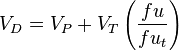 {V_{D}} = {V_{P}} + {V_{T}} \left(\frac{fu}{fu_{t}}\right)